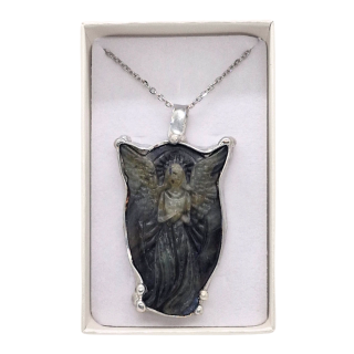 Cínovaný strážný anděl z labradoritu (ochranný talisman)