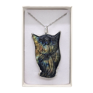 Cínovaný strážný anděl z labradoritu (ochranný talisman)