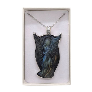 Cínovaný strážný anděl z labradoritu (ochranný talisman)