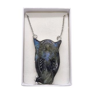 Cínovaný strážný anděl z labradoritu (ochranný talisman)