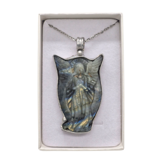 Cínovaný strážný anděl z labradoritu (ochranný talisman)