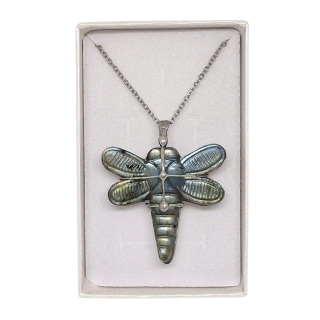 Cínovaný labradorit - Vážka (ochranný talisman)