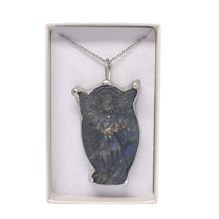 Cínovaný strážný anděl z labradoritu (ochranný talisman)