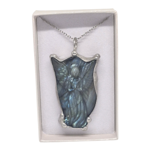 Cínovaný strážný anděl z labradoritu (ochranný talisman)