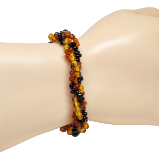 Proplétaný multicolor jantarový náramek Theia 17 cm (pravý leštěný jantar, stříbro)