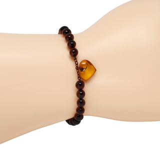 Jantarový náramek se srdíčkem Aria 16,8 cm (pravý jantar)