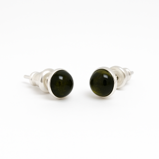 Jantarové náušnice Dark green (pravý jantar, stříbro)