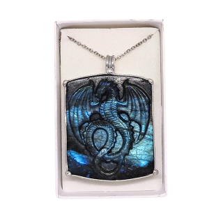 Cínovaný drak z labradoritu (ochranný talisman)