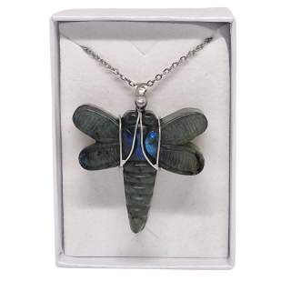 Cínovaný labradorit - Vážka (ochranný talisman)