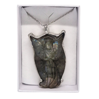 Cínovaný strážný anděl z labradoritu (ochranný talisman)