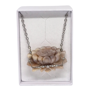 Cínovaný měsíční kámen - Lotosový květ (ochranný talisman)