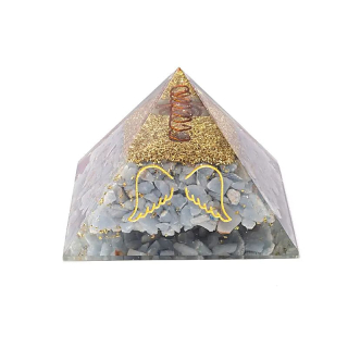 Orgonitová pyramida s angelitem - Andělská křídla (8x8x6 cm)