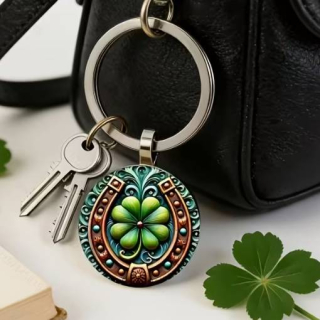 Klíčenka/amulet - Podkova se čtyřlístkem (štěstí, ochrana)