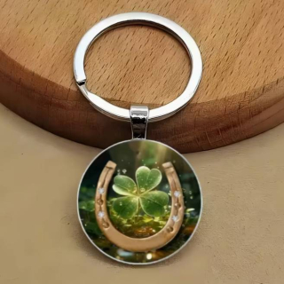 Klíčenka/amulet - Podkova se čtyřlístkem (štěstí, ochrana)