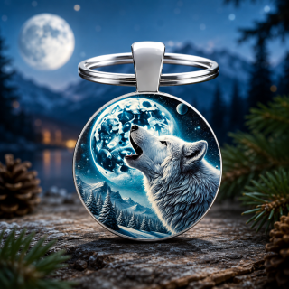 Klíčenka/amulet - Vyjící vlk (ochrana, inteligence, vytrvalost)