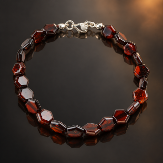 Jantarový plástvový náramek Hexa 18 cm (pravý jantar)